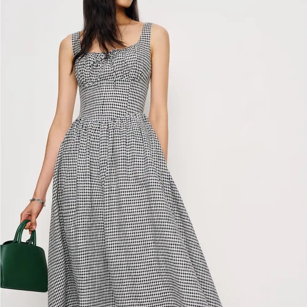 Reformation Balia Linen Dress Black and White Gingham XS / 0
